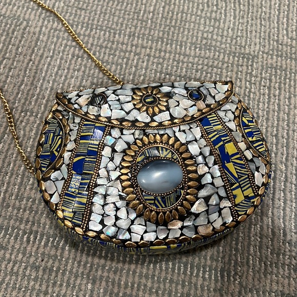 Bags Gold Tone And Pearl Like Hard Case Purse Poshmark